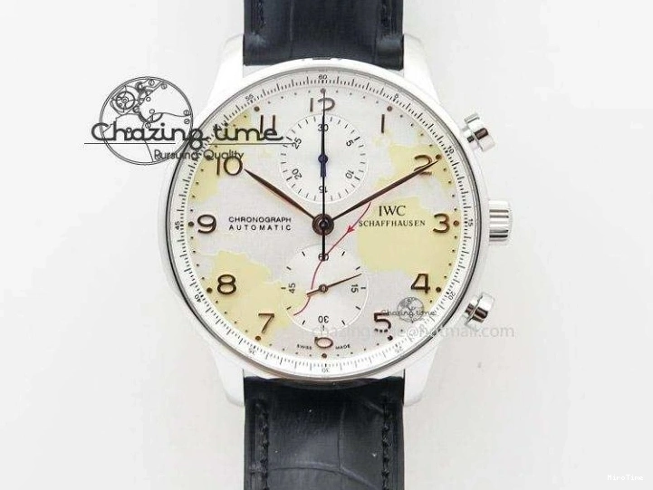 MIROTIME 0408 Original Portuguese IW358304 ZF 1:1 Best Edition SS White Dial RG Markers on Leather Strap A 7077